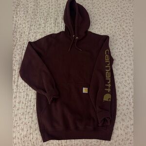 Carhartt Woman’s Maroon Hoodie with Tan Logo